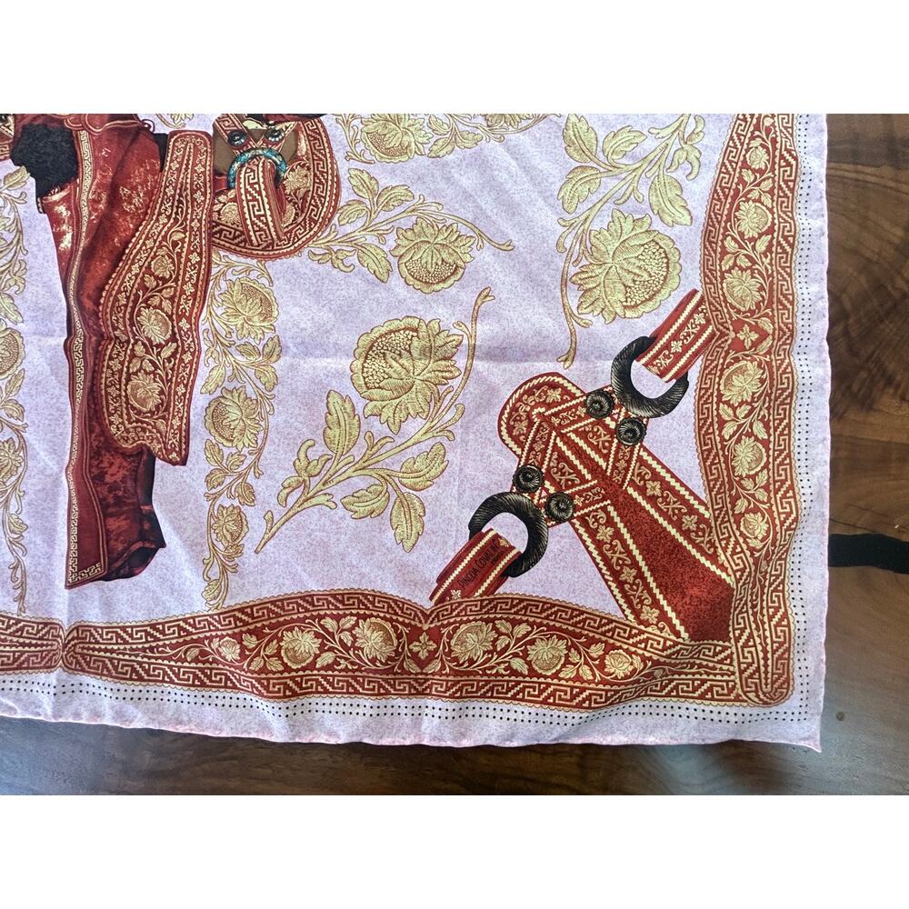 Pineda Covalin Mexico Silk Scarf Charrería Charro Saddle Pink Greca